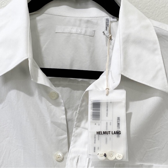 HELMUT LANG Men’s Spread Collar Shirt Monogram Back Patch Size M - Picture 5 of 7